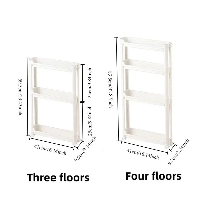 Behind The Door Storage Cabinet Bathroom and Kitchen Storage Rack Multi-layer Narrow Cabinet Space Saving Trolley Storage Rack
