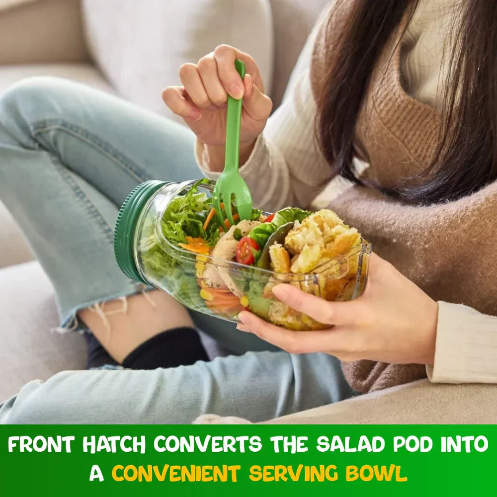 Side-Opening Salad Jar – Portable Meal Prep Container with Dressing Cup