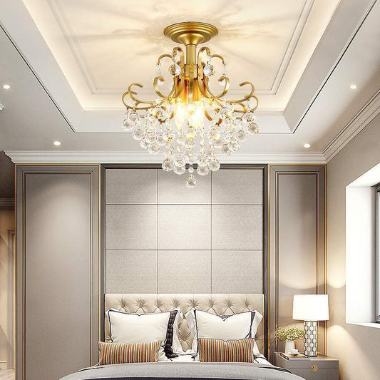 Elegant Clear Crystal Mini Chandelier Fixture