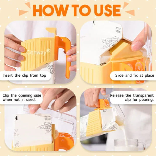 Easy Seal and Pour Carton Clip Handle