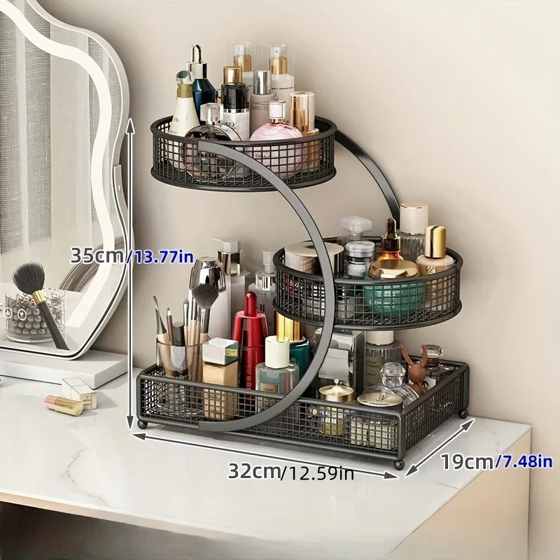 1PC Makeup Storage Rack Cosmetic Organizer Metal Organizing Box Multi-layer Skincare Lightweight No-Installation Home Storage