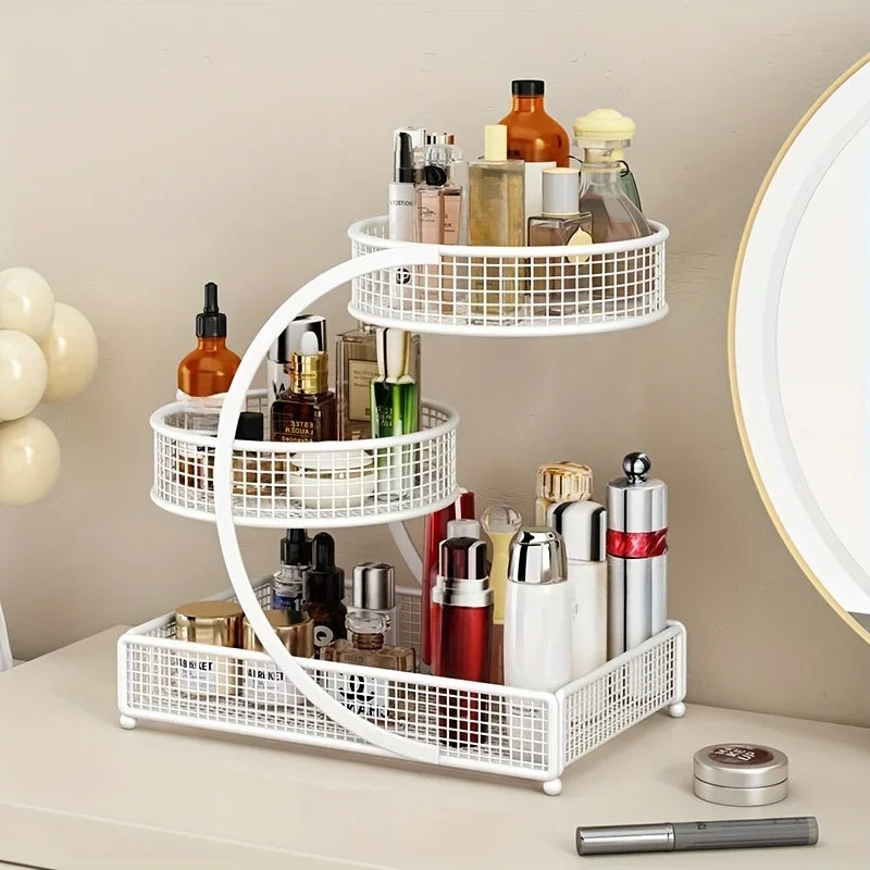1PC Makeup Storage Rack Cosmetic Organizer Metal Organizing Box Multi-layer Skincare Lightweight No-Installation Home Storage