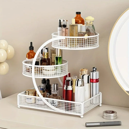 1PC Makeup Storage Rack Cosmetic Organizer Metal Organizing Box Multi-layer Skincare Lightweight No-Installation Home Storage