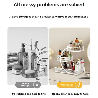 1PC Makeup Storage Rack Cosmetic Organizer Metal Organizing Box Multi-layer Skincare Lightweight No-Installation Home Storage