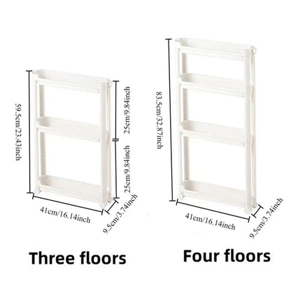 Behind The Door Storage Cabinet Bathroom and Kitchen Storage Rack Multi-layer Narrow Cabinet Space Saving Trolley Storage Rack