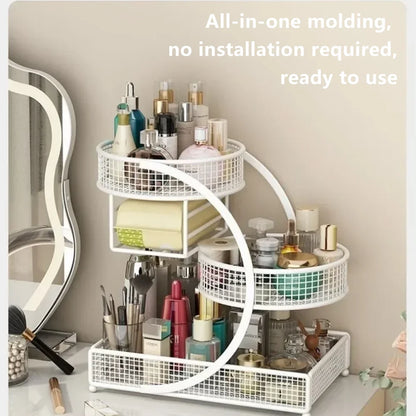 1PC Makeup Storage Rack Cosmetic Organizer Metal Organizing Box Multi-layer Skincare Lightweight No-Installation Home Storage
