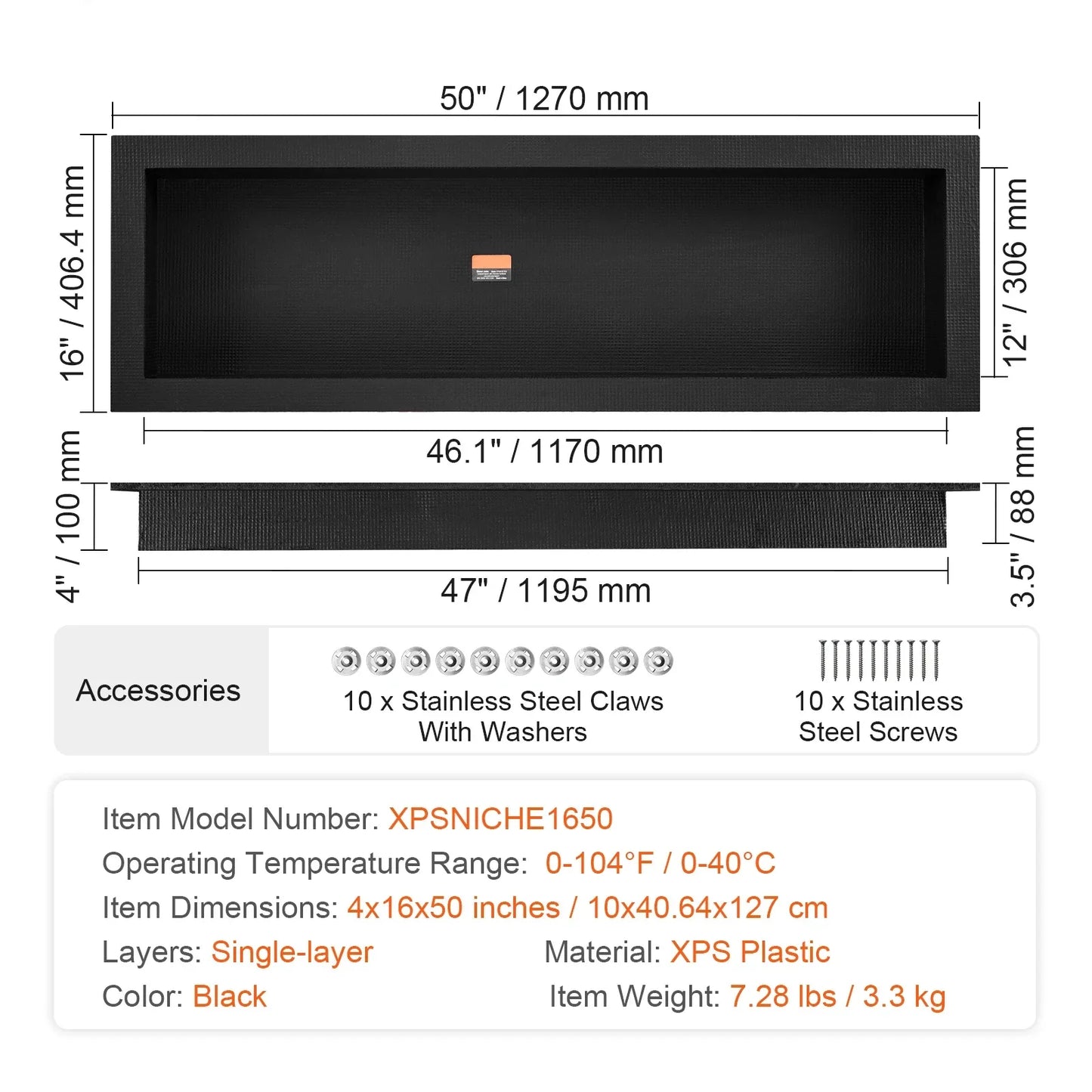SucceBuy Shower Niche Ready for Tile Shelf Organizer  Corners Niche Recessed Sealed Protection  Soap Storage for Shower Bathroom