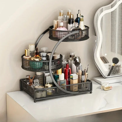 1PC Makeup Storage Rack Cosmetic Organizer Metal Organizing Box Multi-layer Skincare Lightweight No-Installation Home Storage
