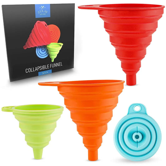 4 pcs Space Saving Collapsible Silicone Funnels Set