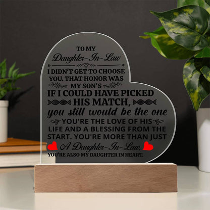 To My Daughter-in-Law Honor – Acrylic Heart Plaque