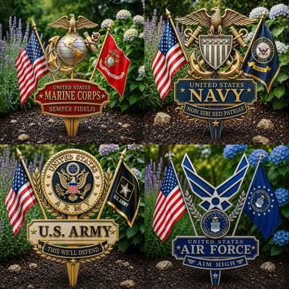 U.S. Military Tribute Garden Stake — Choose Your Branch